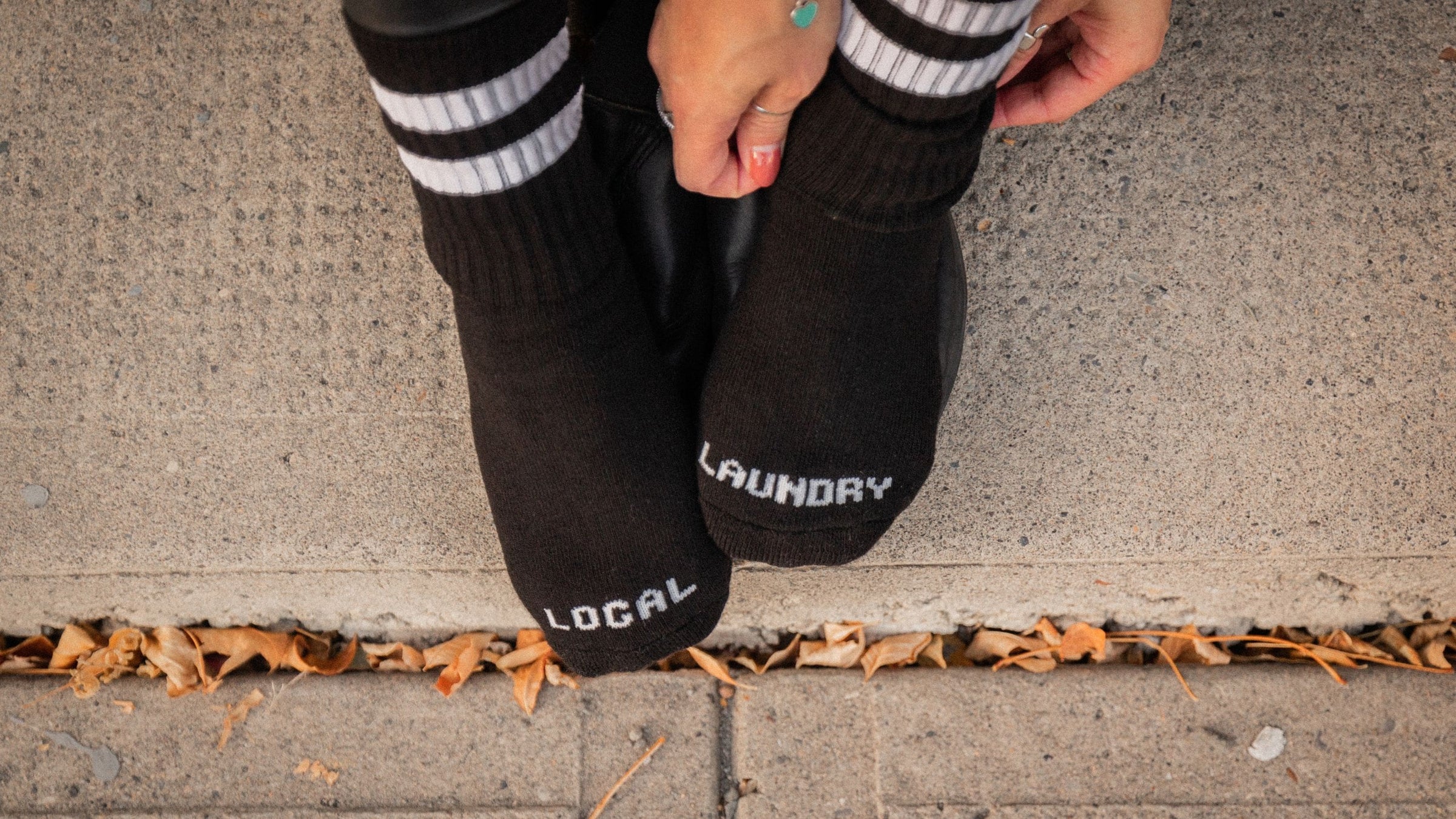 Local Laundry socks that are made in Canada and charitagble. For every pair sold, one is donated. 