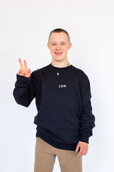 Unisex Black Cotton Stitch Crewneck