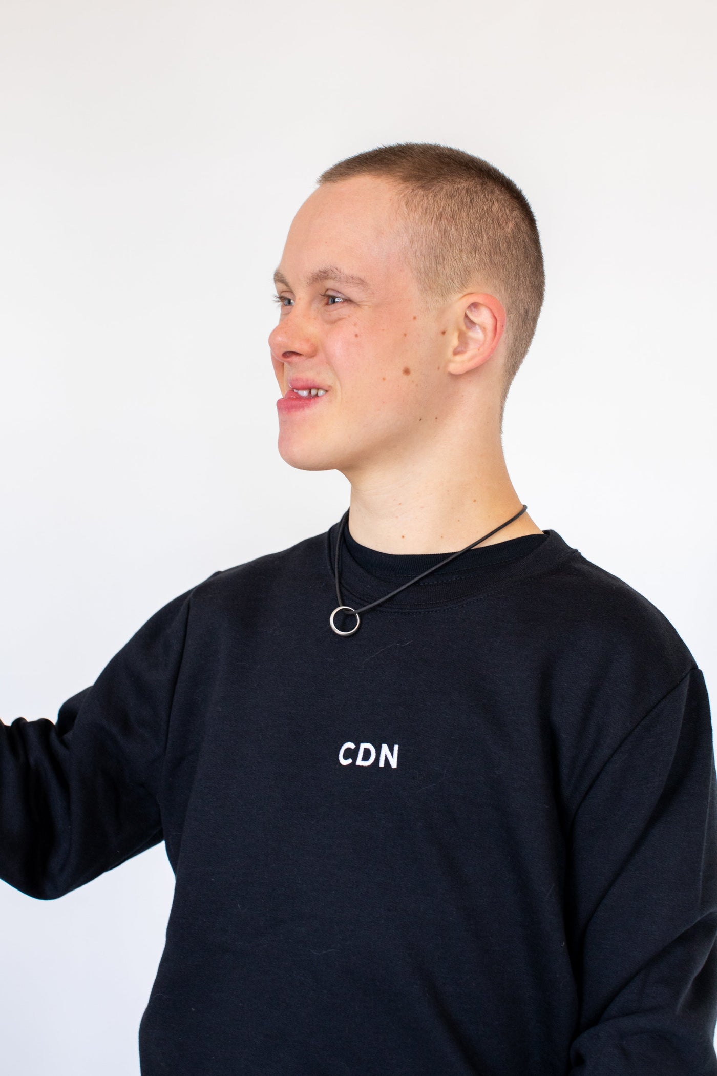 Unisex Black Cotton Stitch Crewneck