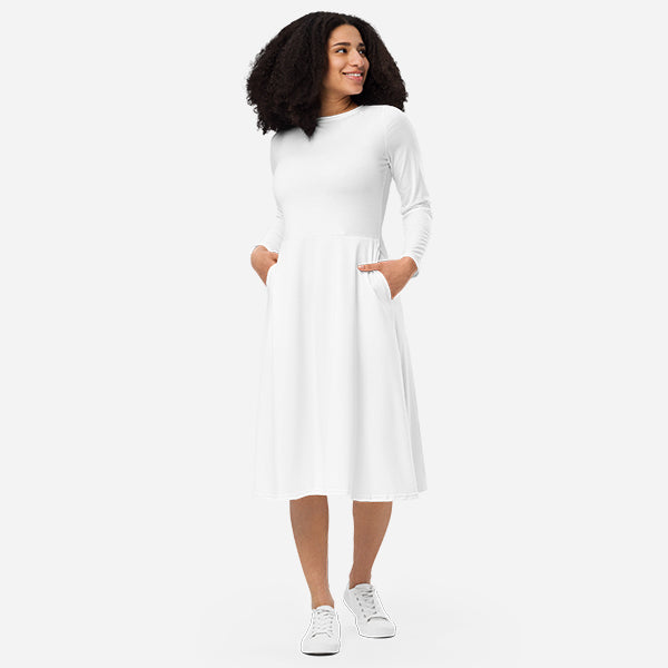 Custom All-Over Print Long Sleeve Midi Dress