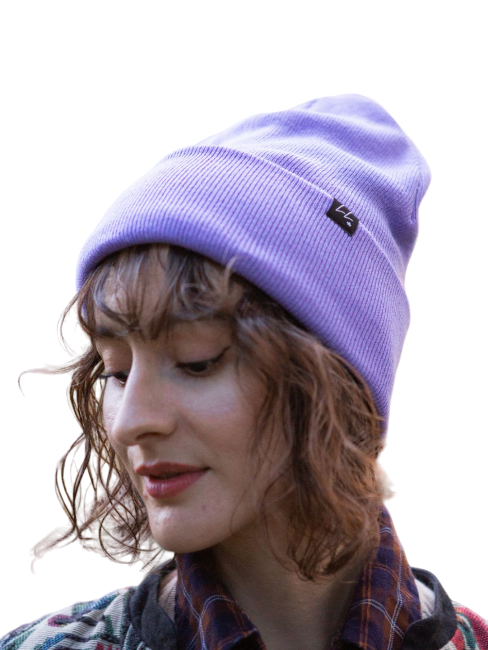Individual wearing their Made in Canada Local Laundry Giving toque in purple. Every purchase of these toques goes towards giving toques to those in need