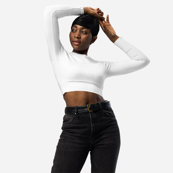 Custom All-Over Print Recycled Long Sleeve Crop Top