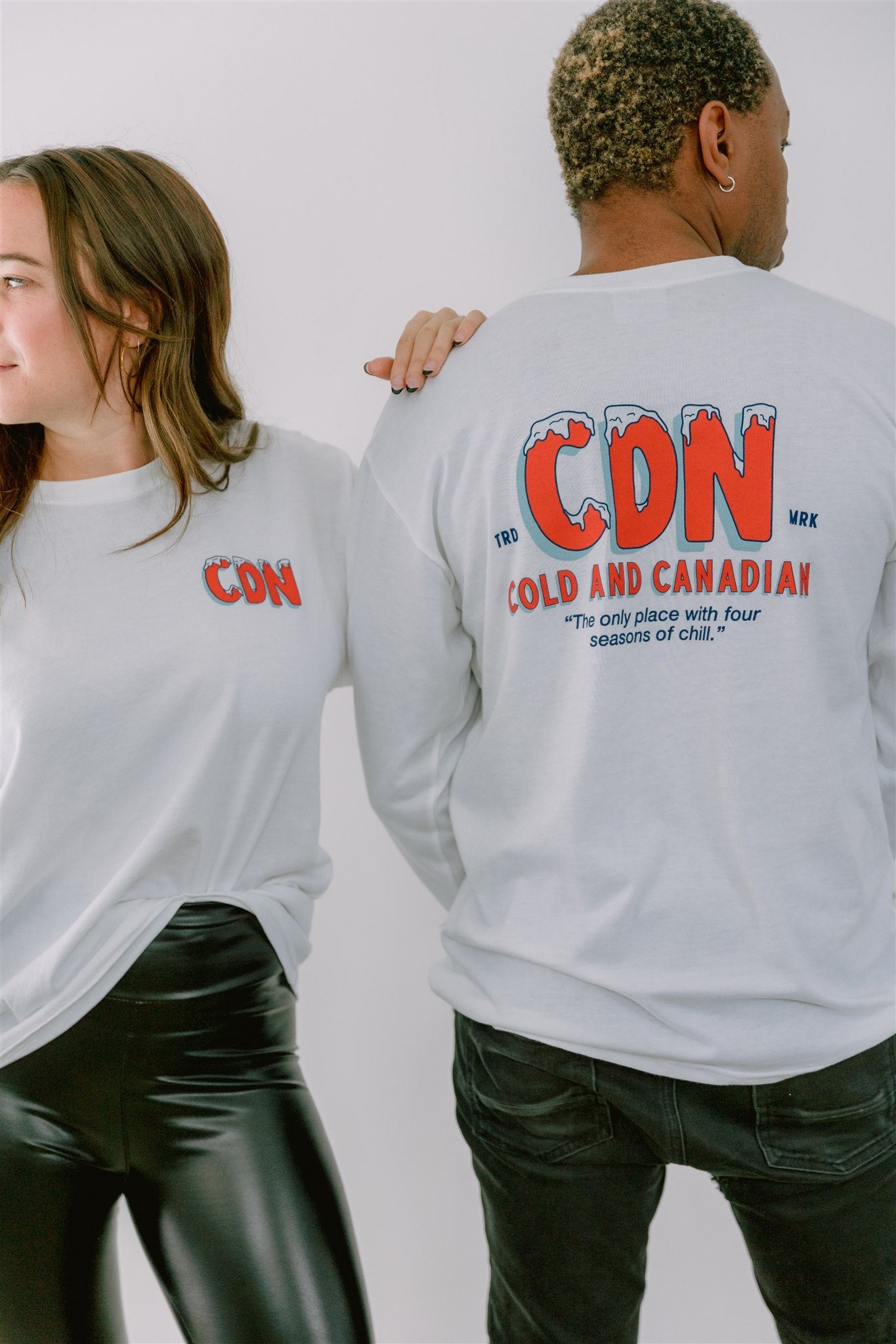 CDN Unisex White Cotton Ice Long Sleeve Tee