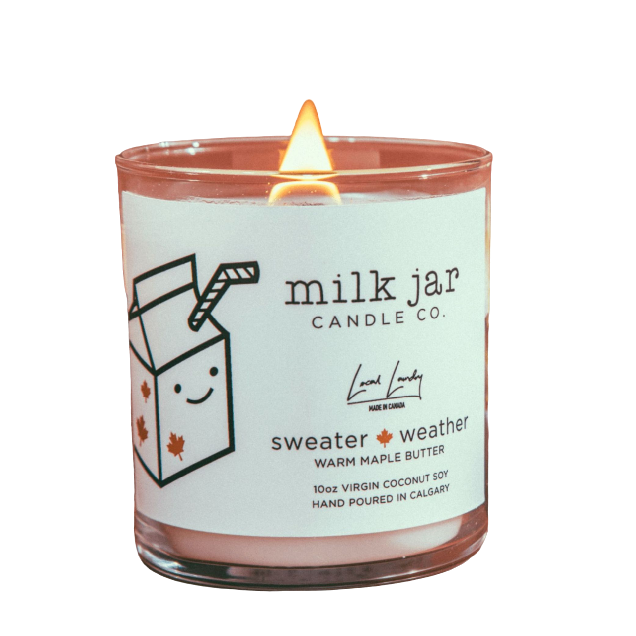 Local Laundry and Milk Jar Candle Co. collaboration - scent is called Sweater Weather and has maple butter notes. Made in Canada