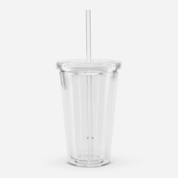 Custom Double Wall Clear Plastic Tumbler (16 oz)