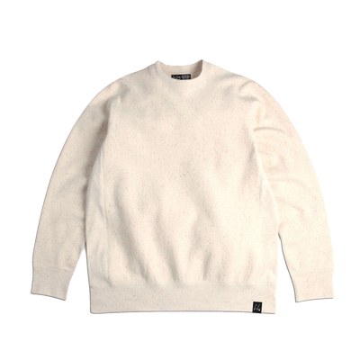 Local Laundry Heavyweight speckle sweater in white with rainbow speckle interwoven. This sweater is constructed from 100% cotton and is made in Canada.