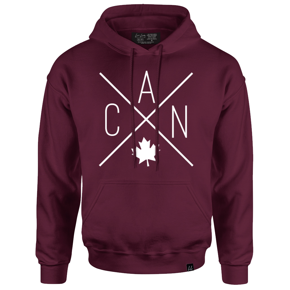 Made in Canada Hoodie with Local Laundry exclusive CAN Maple Leaf design - unisex fit ensures a flattering silhouette for all body types. Made of premium cotton polyester construction.