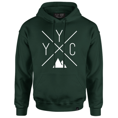 Local Laundry YYC Hoodie in Forest Green featuring the trademarked Local Laundry YYC graphic. This hoodie is made in Canada with sustainable materials and manufacturing processes.