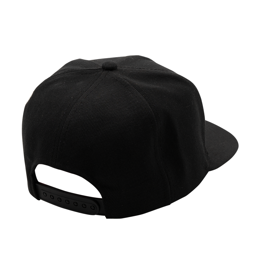 Right rear quarter of the Local Laundry YYC snapback hat, showcasing the snapback band at the rear of the hat. This hat is sustainably made in Vancouver, Canada