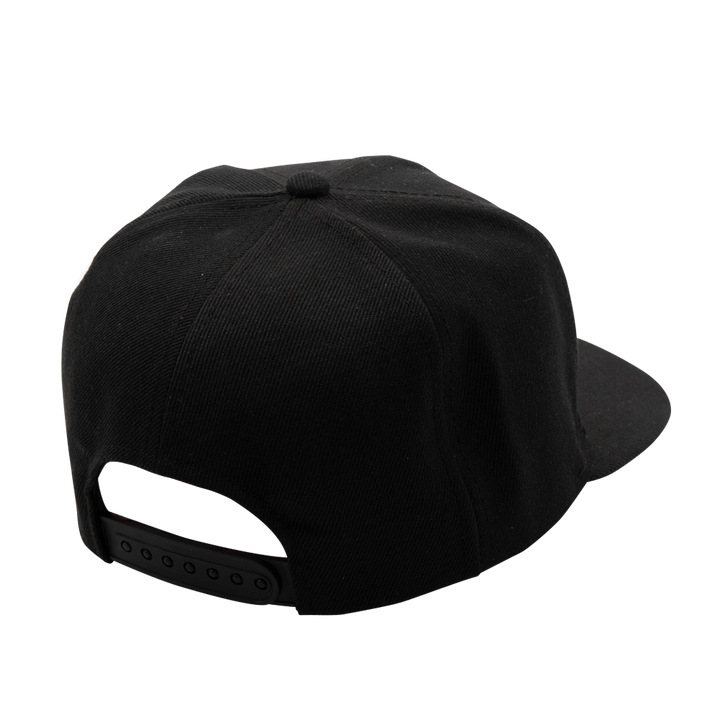 Right rear quarter of the Local Laundry YYC snapback hat, showcasing the snapback band at the rear of the hat. This hat is sustainably made in Vancouver, Canada